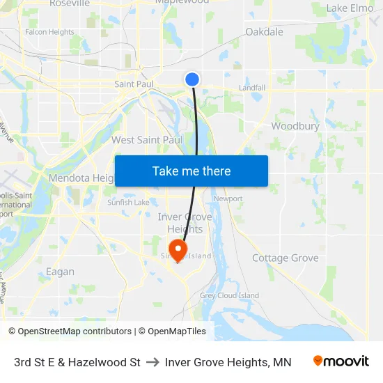 3rd St E & Hazelwood St to Inver Grove Heights, MN map