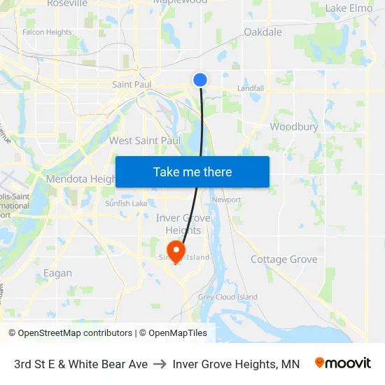 3rd St E & White Bear Ave to Inver Grove Heights, MN map