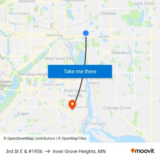 3rd St E & #1956 to Inver Grove Heights, MN map