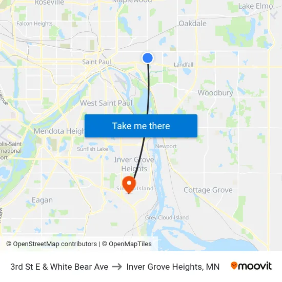 3rd St E & White Bear Ave to Inver Grove Heights, MN map