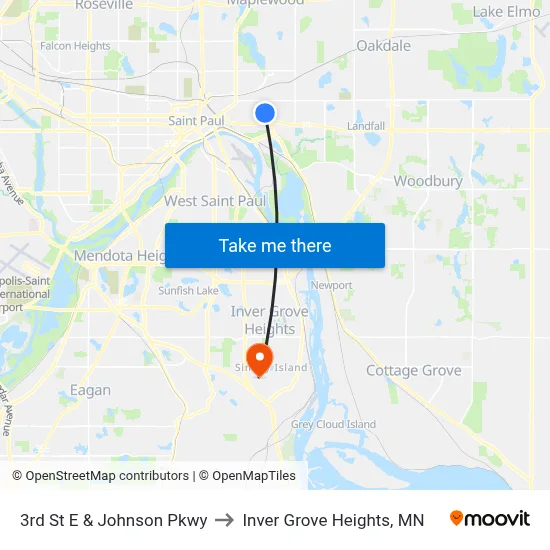 3rd St E & Johnson Pkwy to Inver Grove Heights, MN map