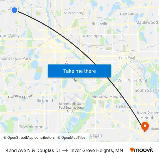 42nd Ave N & Douglas Dr to Inver Grove Heights, MN map
