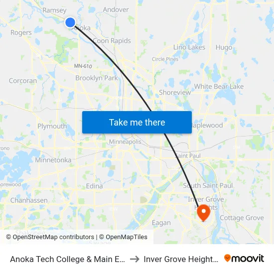 Anoka Tech College & Main Entrance to Inver Grove Heights, MN map