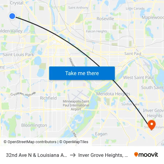 32nd Ave N & Louisiana Ave to Inver Grove Heights, MN map