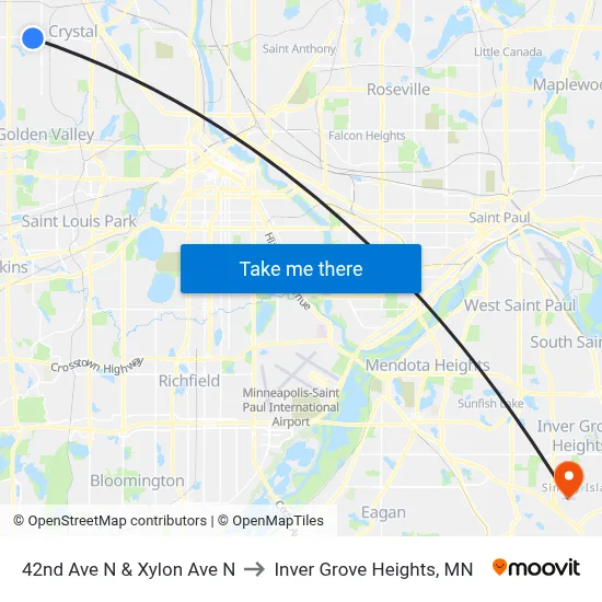 42nd Ave N & Xylon Ave N to Inver Grove Heights, MN map