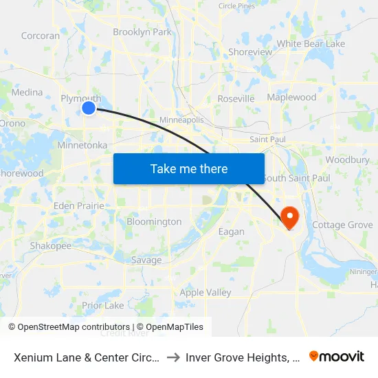 Xenium Lane & Center Circle E to Inver Grove Heights, MN map
