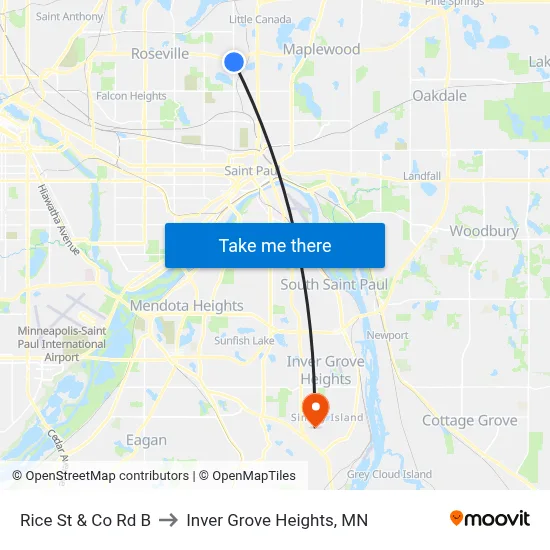 Rice St & Co Rd B to Inver Grove Heights, MN map