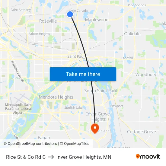 Rice St & Co Rd C to Inver Grove Heights, MN map