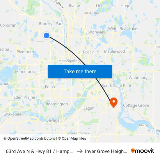 63rd Ave N & Hwy 81 / Hampshire Ave to Inver Grove Heights, MN map