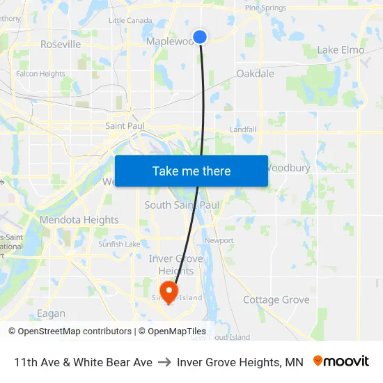 11th Ave & White Bear Ave to Inver Grove Heights, MN map