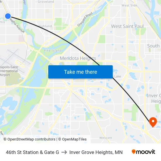 46th St Station & Gate G to Inver Grove Heights, MN map