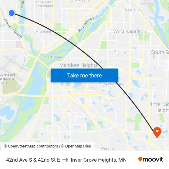42nd Ave S & 42nd St E to Inver Grove Heights, MN map