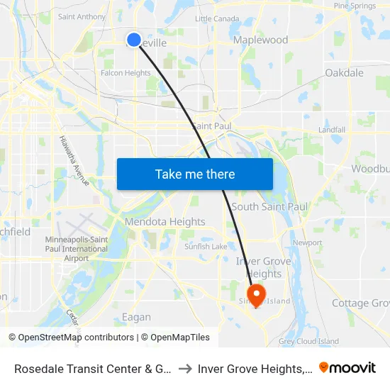 Rosedale Transit Center & Gate C to Inver Grove Heights, MN map