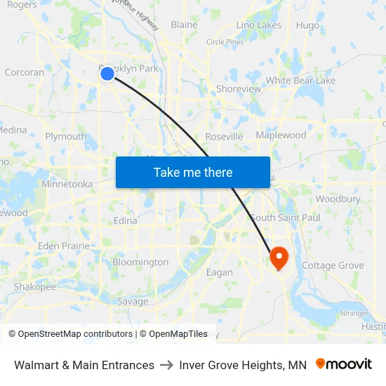 Walmart & Main Entrances to Inver Grove Heights, MN map