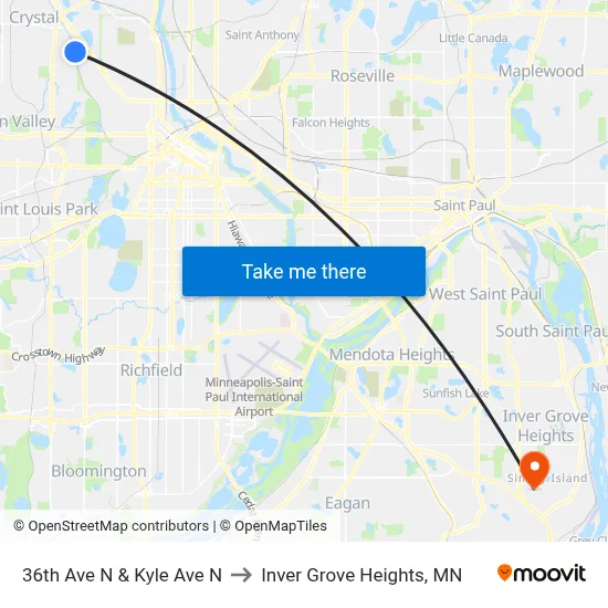 36th Ave N & Kyle Ave N to Inver Grove Heights, MN map