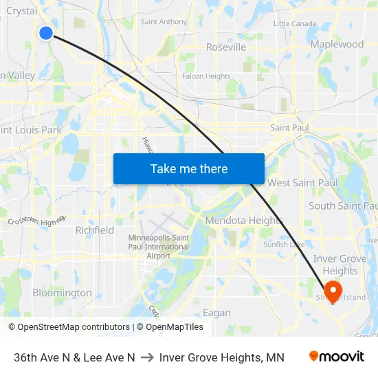 36th Ave N & Lee Ave N to Inver Grove Heights, MN map