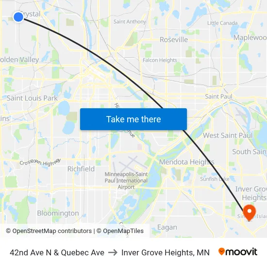 42nd Ave N & Quebec Ave to Inver Grove Heights, MN map