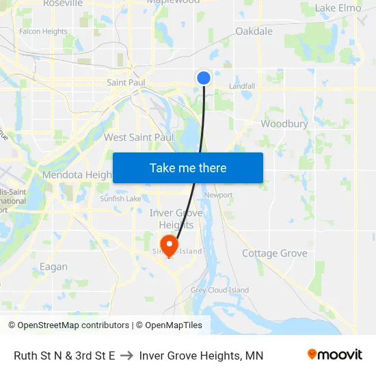 Ruth St N & 3rd St E to Inver Grove Heights, MN map
