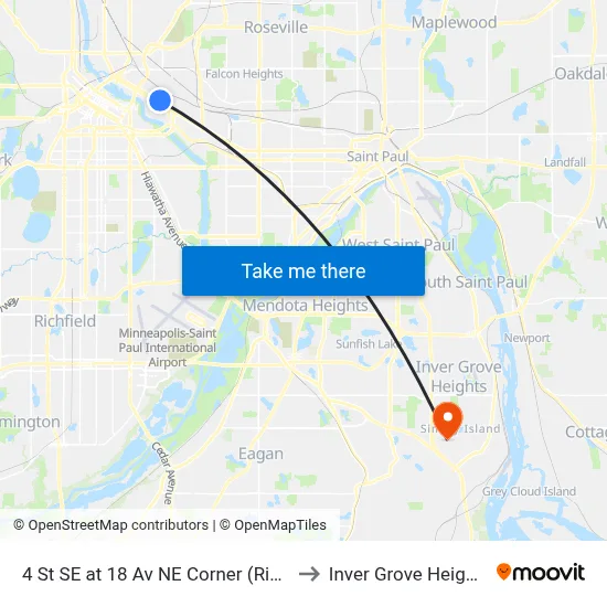 4 St SE at 18 Av NE Corner (Ridder Arena to Inver Grove Heights, MN map