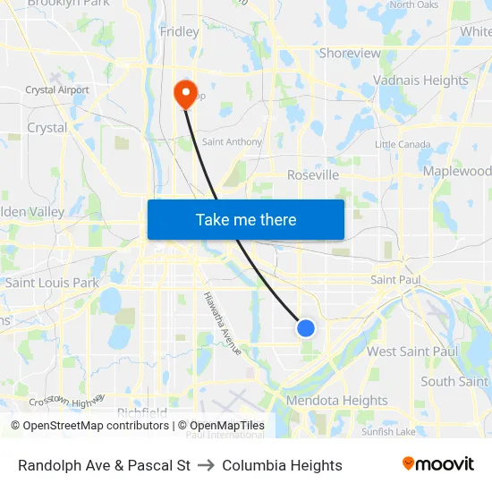 Randolph Ave & Pascal St to Columbia Heights map