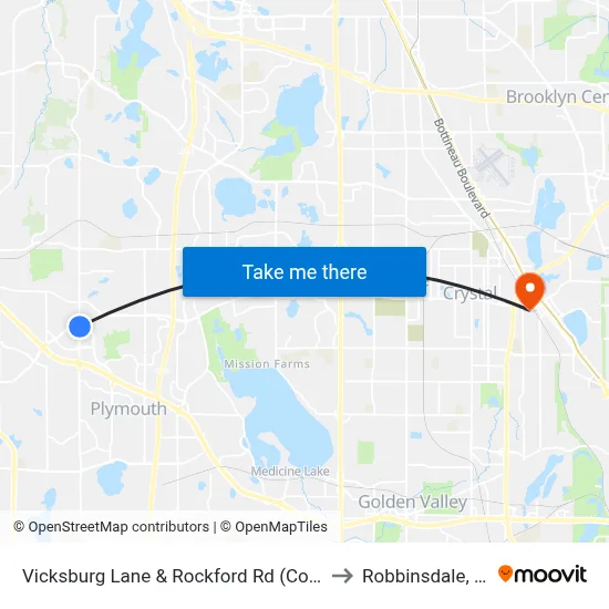 Vicksburg Lane & Rockford Rd (Co Rd 9) to Robbinsdale, MN map