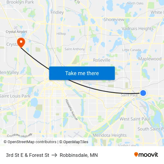 3rd St E & Forest St to Robbinsdale, MN map