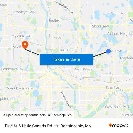 Rice St & Little Canada Rd to Robbinsdale, MN map