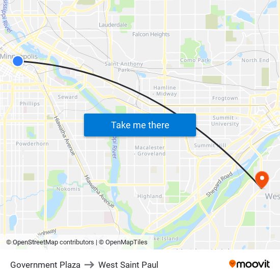 Government Plaza to West Saint Paul map