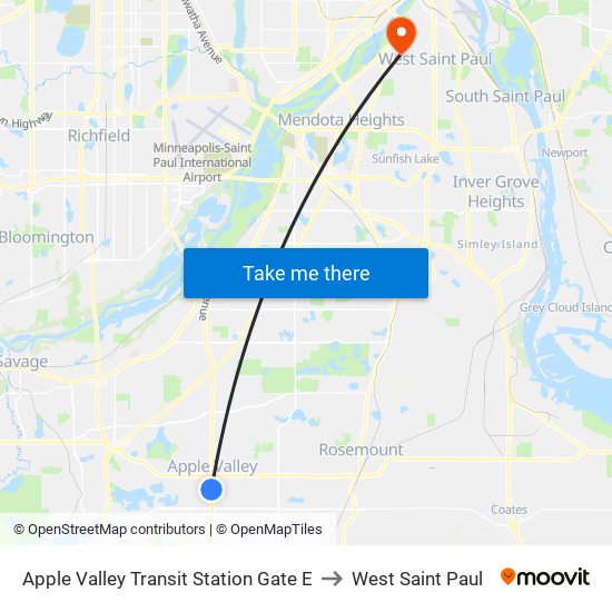 Apple Valley Transit Station Gate E to West Saint Paul map