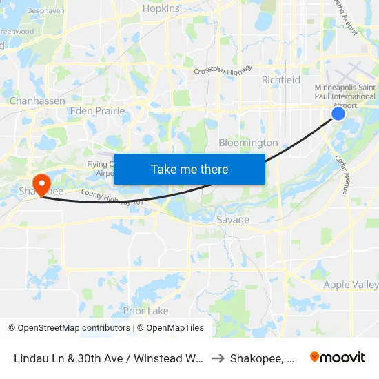 Lindau Ln & 30th Ave / Winstead Way to Shakopee, MN map