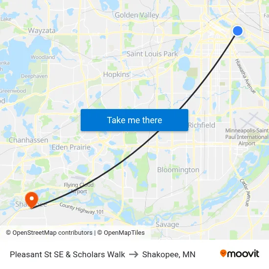 Pleasant St SE & Scholars Walk to Shakopee, MN map