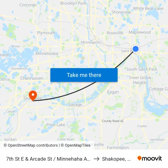 7th St E & Arcade St / Minnehaha Ave to Shakopee, MN map