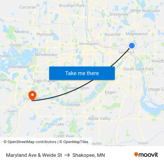 Maryland Ave & Weide St to Shakopee, MN map