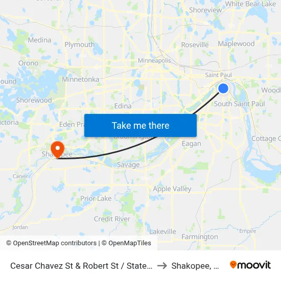 Cesar Chavez St & Robert St / State St to Shakopee, MN map