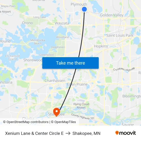 Xenium Lane & Center Circle E to Shakopee, MN map