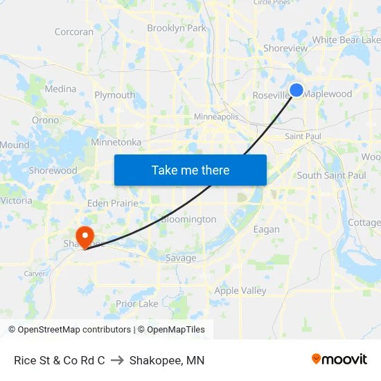 Rice St & Co Rd C to Shakopee, MN map