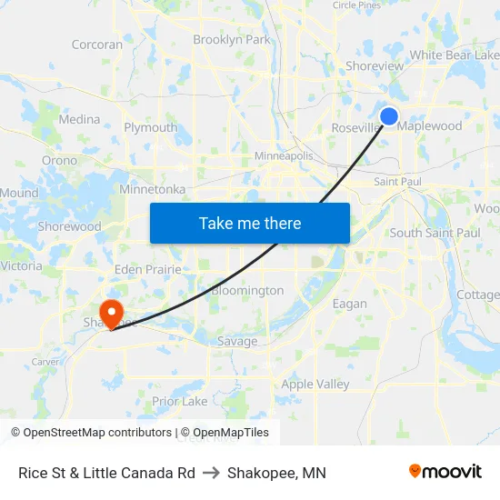 Rice St & Little Canada Rd to Shakopee, MN map