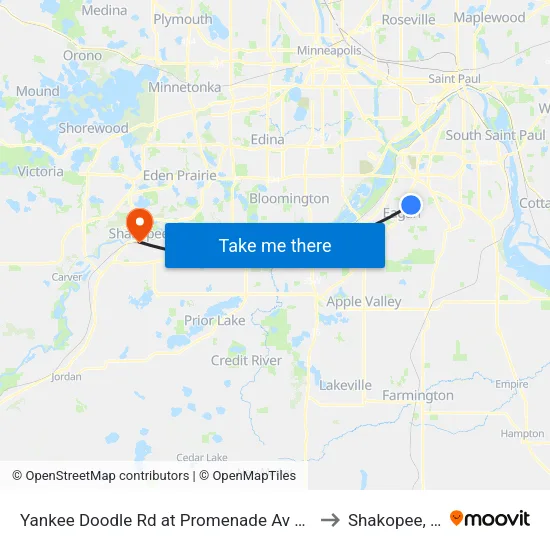 Yankee Doodle Rd at Promenade Av SW Corn to Shakopee, MN map