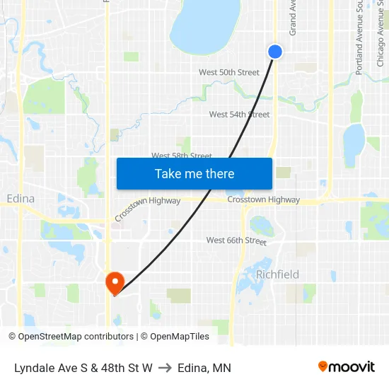 Lyndale Ave S & 48th St W to Edina, MN map