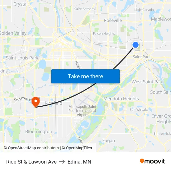 Rice St & Lawson Ave to Edina, MN map