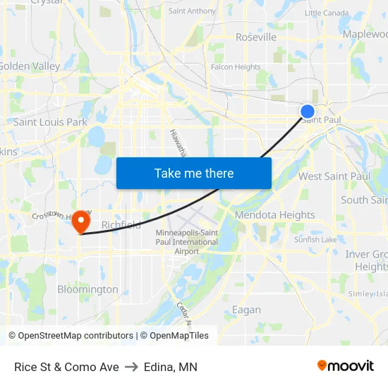 Rice St & Como Ave to Edina, MN map