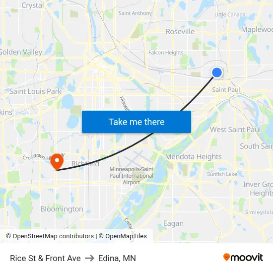 Rice St & Front Ave to Edina, MN map