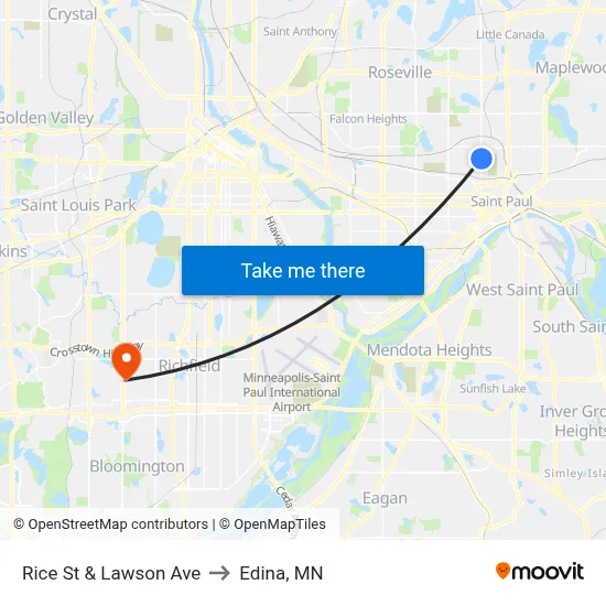 Rice St & Lawson Ave to Edina, MN map