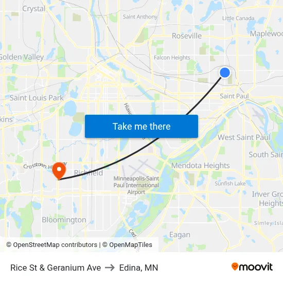 Rice St & Geranium Ave to Edina, MN map