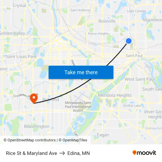 Rice St & Maryland Ave to Edina, MN map