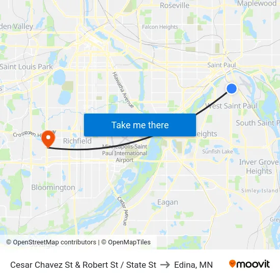 Cesar Chavez St & Robert St / State St to Edina, MN map