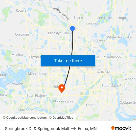 Springbrook Dr & Springbrook Mall to Edina, MN map
