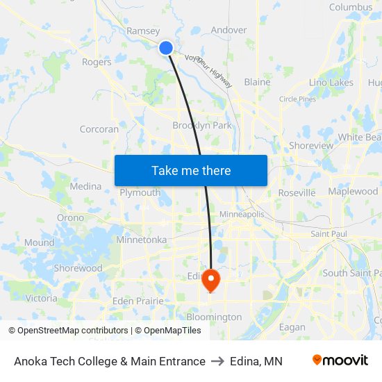 Anoka Tech College & Main Entrance to Edina, MN map