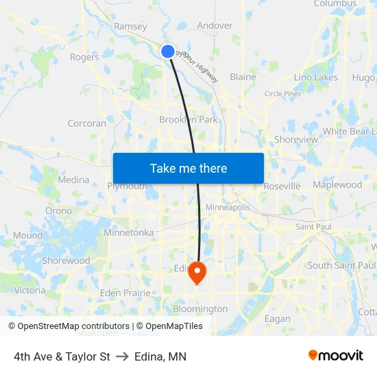 4th Ave & Taylor St to Edina, MN map