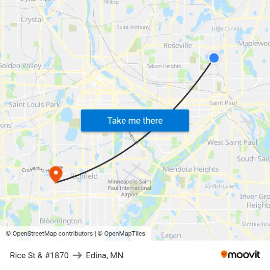 Rice St & #1870 to Edina, MN map